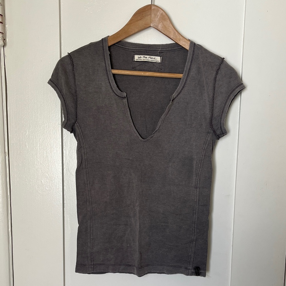 We The Free Slate Gray V-Neck Tee